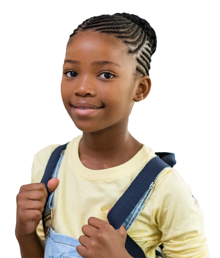 A smiling student wearing a backpack