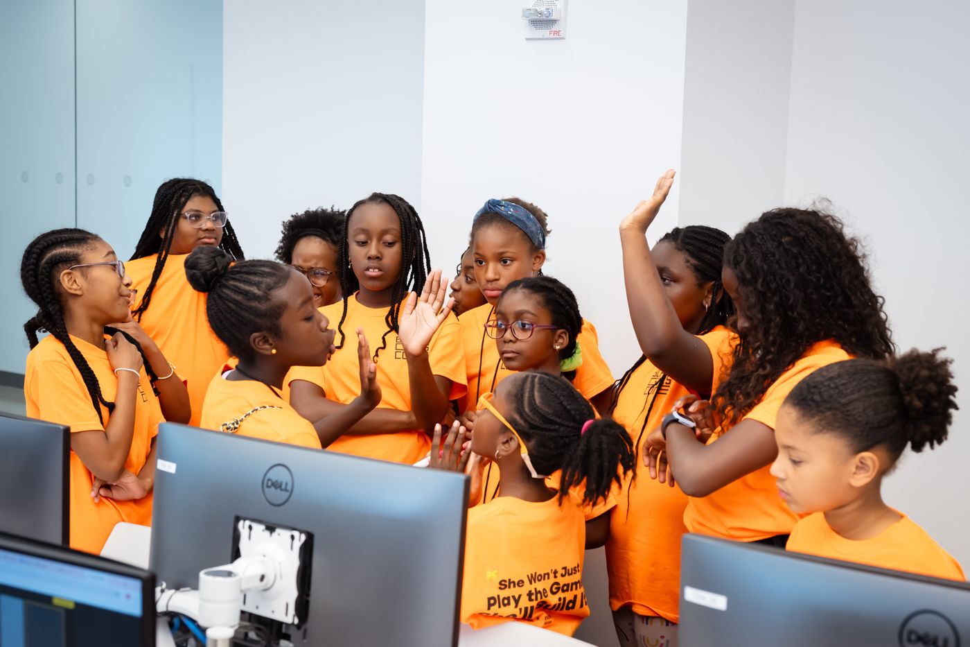 Students talking together in a group